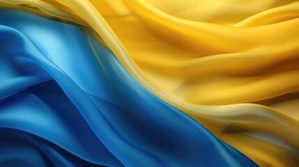 yellow and blue silk fabric background - generative ai