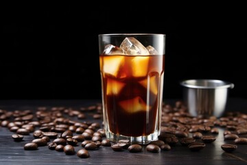 cold brew coffee in a glass with ice cubes