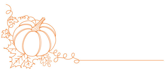 Pumpkin line art style vector illustration
