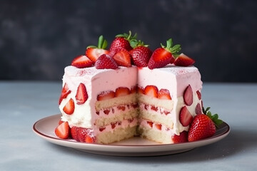 Delicious Strawberry Cream Cake - Created with Generative AI Tools