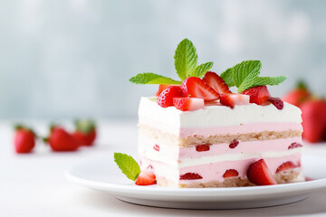 Delicious Strawberry Cream Cake - Created with Generative AI Tools