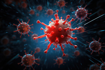 3d medical background with abstract virus cells
