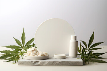Natural Alternative medicine and cosmetics, CBD, cannabis, hemp, marijuana leaves