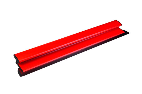 Red painting putty knife for mechanized application isolated on a white background.