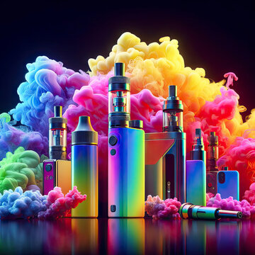 vape with colorful smoke around it. ai generative