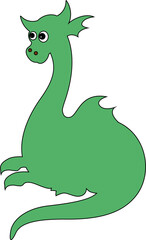 Green cartoon dragon for decoration and design.