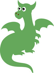 Green cartoon dragon for decoration and design.