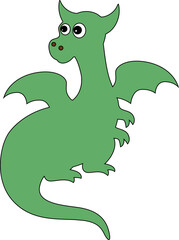 Green cartoon dragon for decoration and design.