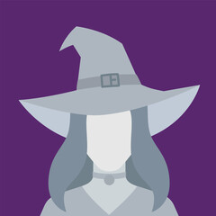 Portrait of the faceless witch. Isolated Vector Illustration