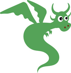 Green cartoon dragon for decoration and design.