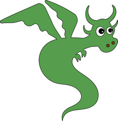 Green cartoon dragon for decoration and design.