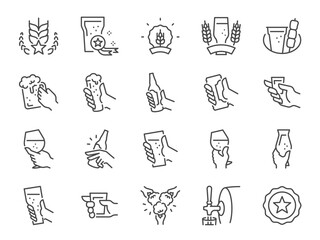 Beer festival icon set. It included liquor, alcohol, party, hang out, and more icons. Editable Vector Stroke.