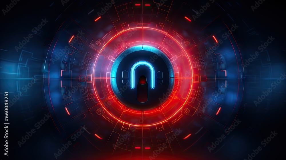 Poster Futuristic technology concept with closed padlock binary code and gradient background 3D illustration