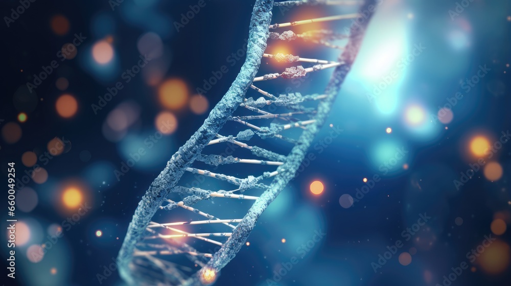 Aufkleber High resolution 3D render of a scientific background with a DNA string