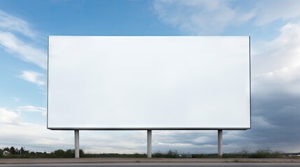 Empty outdoor billboard against cloudy sky white space for design or message mock up