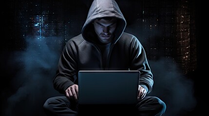 Hacker using a laptop