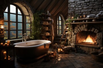 bathroom rest place with fireplace