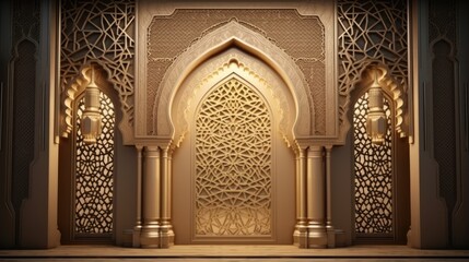 Fototapeta na wymiar Isolated image of an Islamic ornamented gate for event exhibition