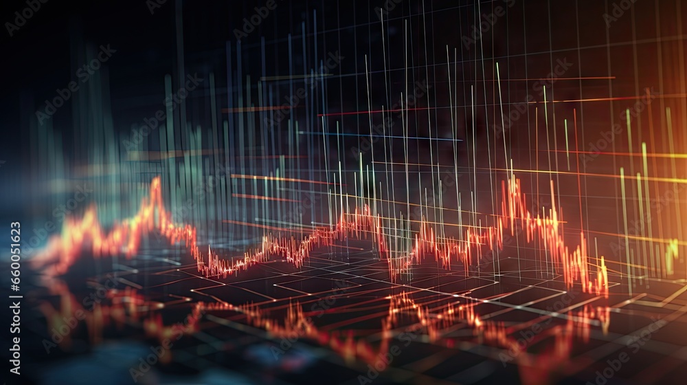 Poster global trading market changes illustrated through abstract business chart with downtrend line graph 