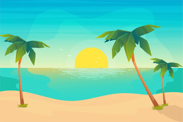 Fototapeta na wymiar summer Paradise tropical beach sunrise background