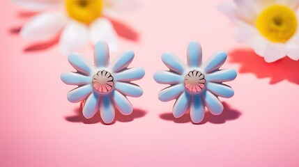 making pink blue and white daisy flower polymer clay earrings with 3D printed clay cutter tools