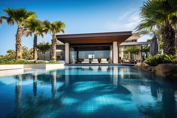 Fototapeta na wymiar Luxury House with Huge Pool