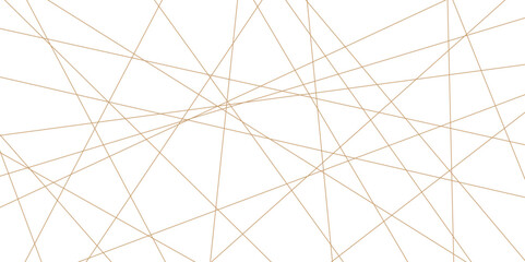 Abstract luxury gold geometric random chaotic lines with many squares and triangles shape on white background.	