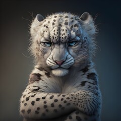 fierce unwavering female snow leopard wise beyond her years pixar character cartoon wide 