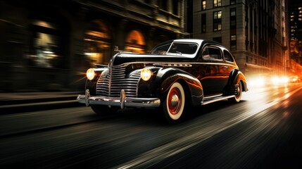 Classic Car Speeding at the Dark City Photography