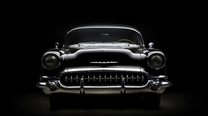 Classic Car at The Isolated Black Dark Background Photography
