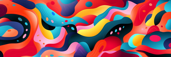 Obraz premium TRENDY, COLORFUL ABSTRACT BACKGROUND IN PSYCHEDELIC STYLE, HORIZONTAL IMAGE. image created by legal AI 