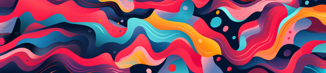 TRENDY, COLORFUL ABSTRACT BACKGROUND IN PSYCHEDELIC STYLE, HORIZONTAL IMAGE. image created by legal AI
 - obrazy, fototapety, plakaty
