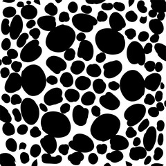 Black and white background with abstract random blob pattern. Hand drawn.