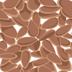 Vector endless pattern of flax seeds. Clipart illustration of organic, bio and superfood linseeds.