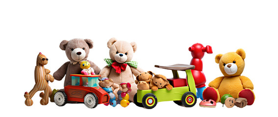 Set with different toys. Isolated on Transparent background. - obrazy, fototapety, plakaty