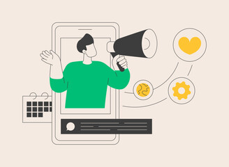 Online PR abstract concept vector illustration.