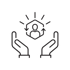 customer care icon in thin line style, customer inclusive service, line symbol isolated on white background