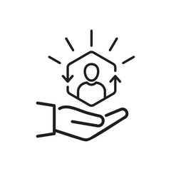 customer care icon in thin line style, customer inclusive service, line symbol isolated on white background