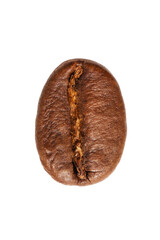 Roasted coffee bean close-up. Isolated on a transparent background. Macro. PNG