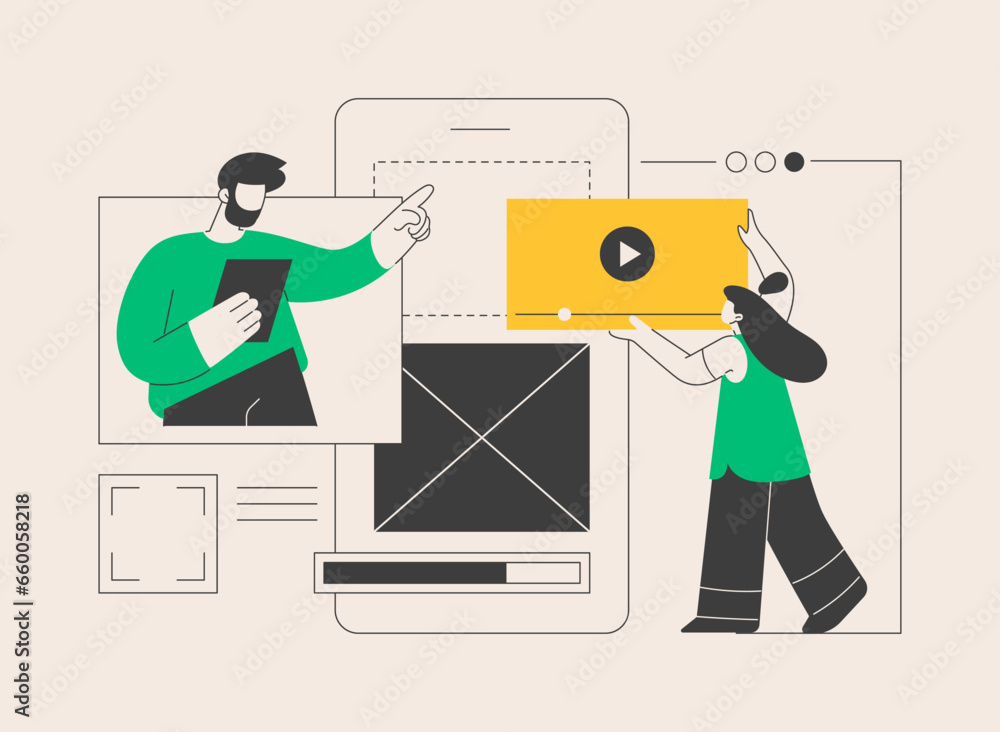 Poster ui and ux design abstract concept vector illustration.