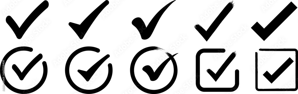Poster checkmark and x mark icon. approve and decline symbol.