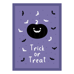 Trick or Treat. Happy Halloween party poster. Art cover horror night. October 31 holiday evening. Hand drawn placard
