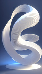 3d curvy & wavy swirling lines shape background. Ai generated realistic abstract sculpture illustration.