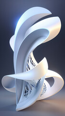 3d curvy & wavy swirling lines shape background. Ai generated realistic abstract sculpture illustration. - 660059407