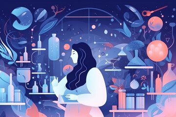 Woman in science, concept of Scientific discovery