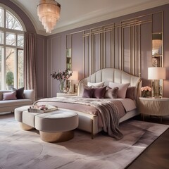 taupe mauve pink peach luxury bedroom