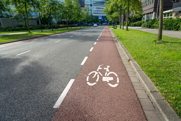 Bicycle lanes in Rotterdam, Erasmus medical and university center, Nederland