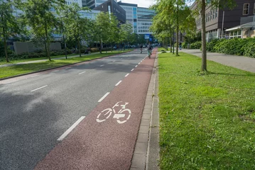 Photo sur Aluminium Rotterdam Bicycle lanes in Rotterdam, Erasmus medical and university center, Nederland