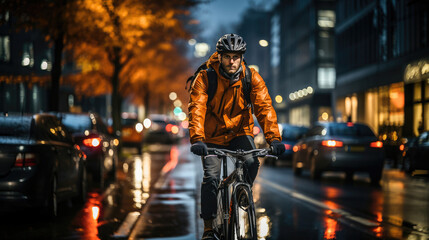 Pedaling through the city. Cycling, street scene, and urban mobility.
