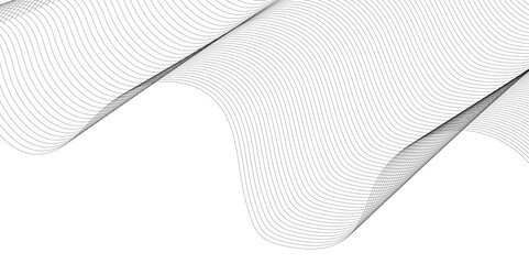 Abstract wavy white and grey curved lines on transparent background. Technology background, Design for brochure, flyer, banner, template, business wave lines background.